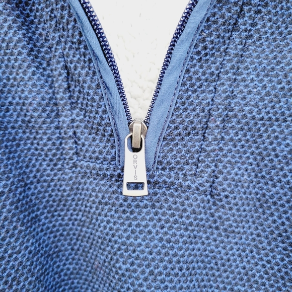 Orvis mens Quarter Zip Sherpa Lined Pullover Sweater Blue Size Medium - Picture 6 of 14